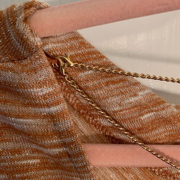 Self E EUC orange/cream metallic low back with gold chain long sleeve Size M - Picture 8 of 9